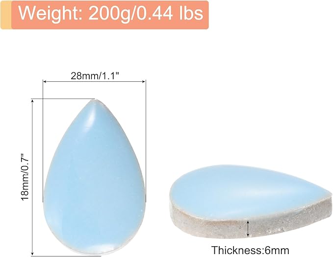 MECCANIXITY 200g Ceramic Mosaic Tiles for Crafts Bulk, Raindrop Light Blue Ceramic Tiles for Mosaic Kits Garden Stepping Stone Cup Mat