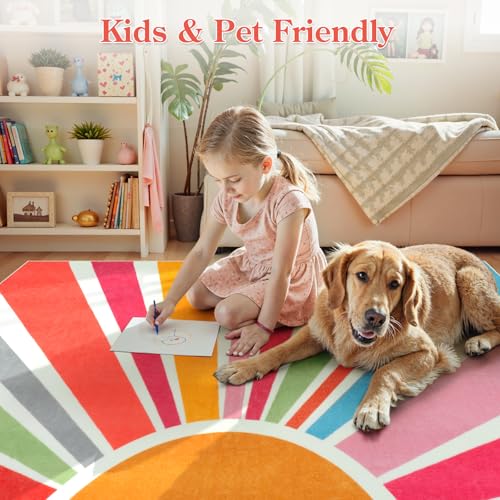 Boho Machine Washable 6x9 Area Rugs for Living Room (54 Sq Ft)