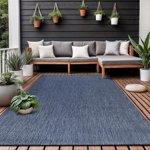 Washable Indoor Outdoor Rug 9x12 Weather Resistant Area Rugs Modern Solid for Porch Deck Balcony Backyard Patio Outside Carpet