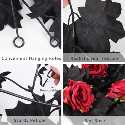 Artificial Black Garland Hanging Vine Artificial Red Floral Garland (11.4 Foot)