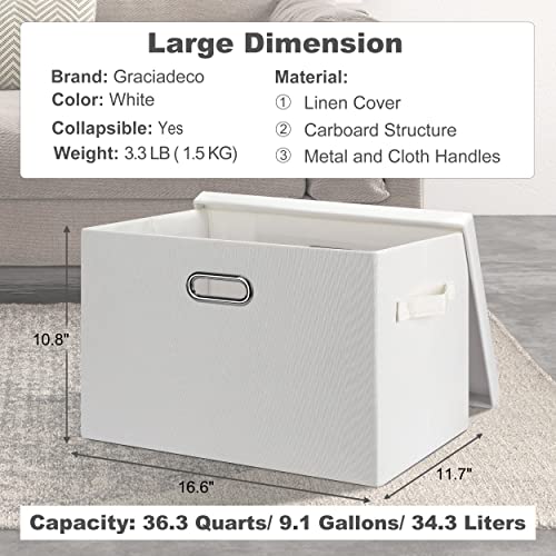 Large 17" 36 Quart Collapsible Stackable Storage Bins with Lids