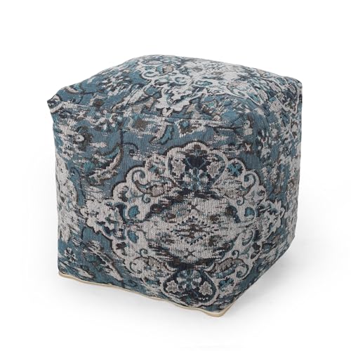 Boho Handmade Fabric Cube Pouf Ottoman Foot Stool