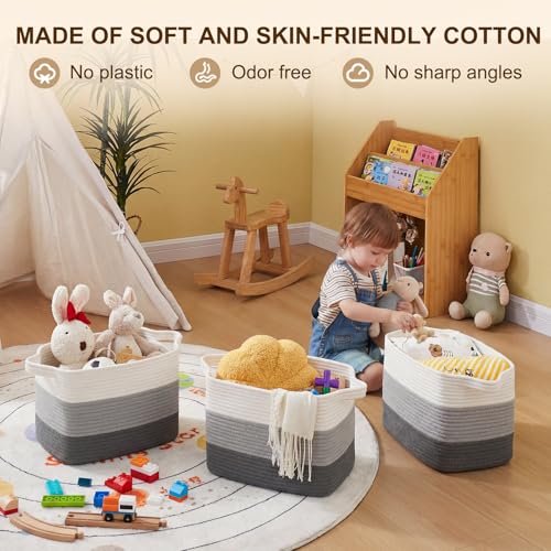 Cotton Rope Storage Baskets for Organizing Dark Gray 3