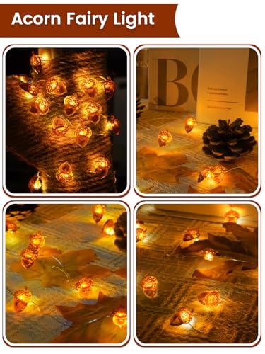 2 Pack 30 LED Acorn Fall Decorations