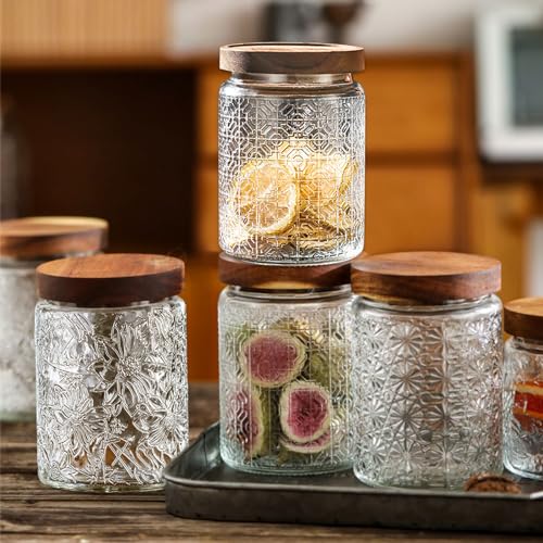 Vintage Glass Jars with Wooden Lids