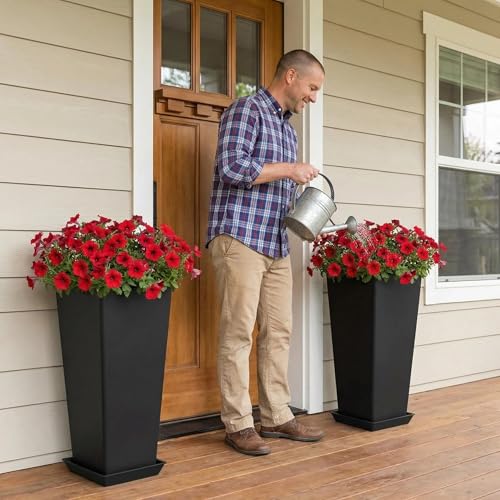 Set of 2 Tall Planters for Outdoor Plants (2 Count)