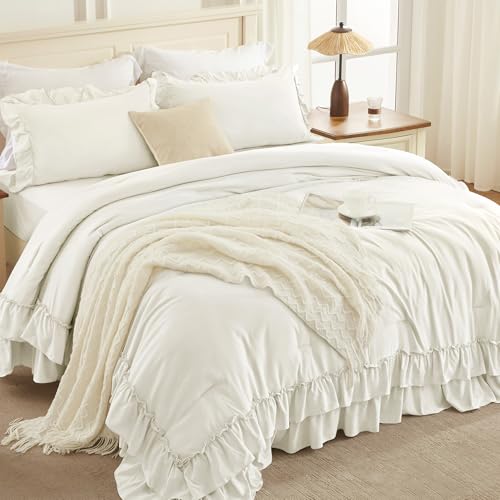 Ivory Twin XL Ruffle Comforter Set