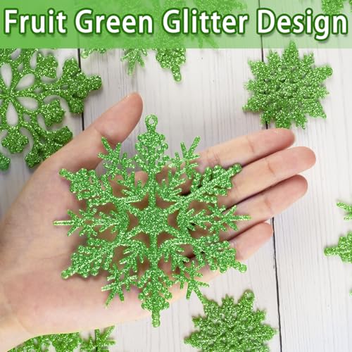 36pcs Christmas Lime Green Snowflake Ornaments (36 Count)