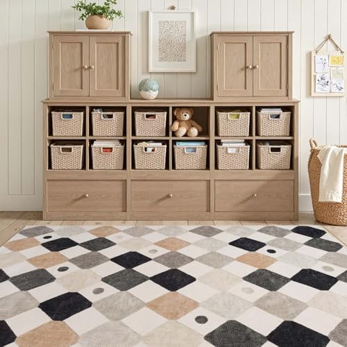 5x7 Nursery Rug Washable Kids Playroom Rug Black and White Marble (35 Sq Ft)