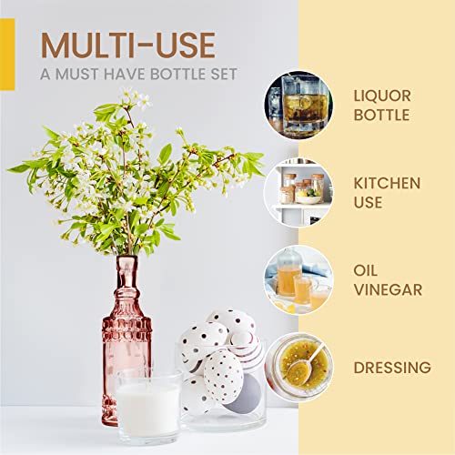Assorted Reddish Glass Bottles with Corks (6 Count)