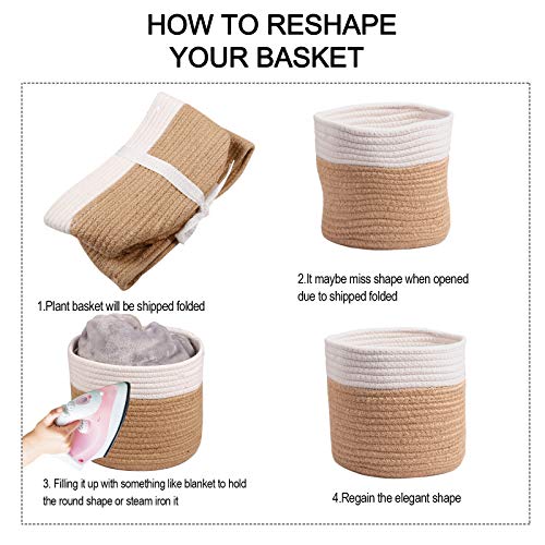 11" Cotton Rope Plant Basket Modern Woven Baskets 11"x 11"