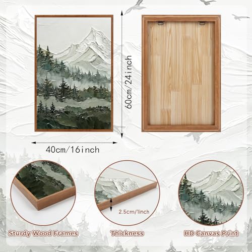 KAlRNE Mountain Landscape Forest Framed large Wall Art Set (3 Count)
