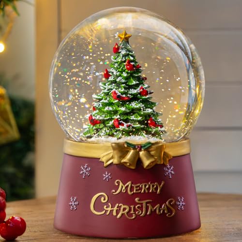 Christmas Snow Globe Lantern Water Glittering Christmas Tree Crown with Music & Timer
