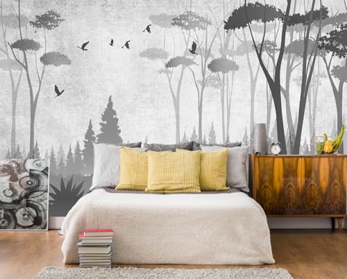 Gray Forest Wall Mural Wallpaper for Bedroom