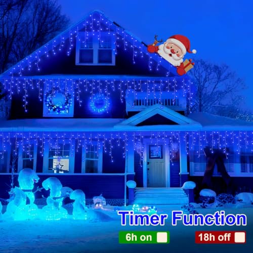 Blue Icicle Lights for Outside (66 Foot)