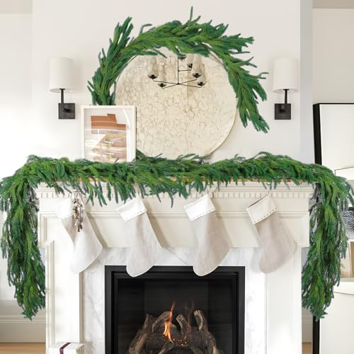 2Pcs 9Ft Artificial Norfolk Pine Garlands (18 Foot)