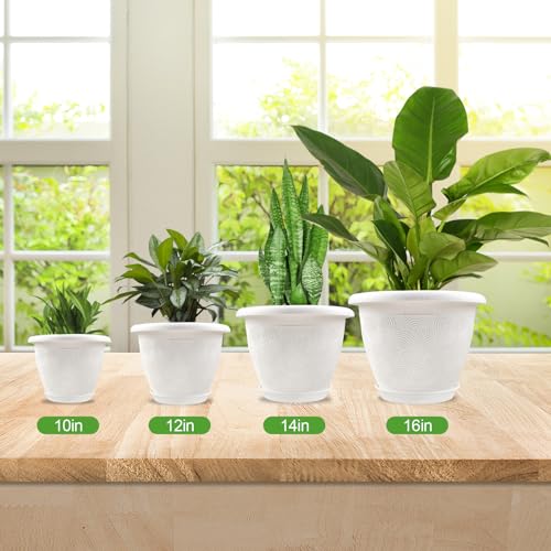 Plastic Flower Pots Planters For Indoor Plants (4 Count)