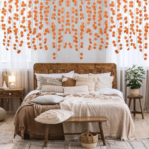 86 Feet 12 Strands Artificial Eucalyptus Leaf Plants Fall Garland Vine Hanging Eucalyptus Garland Thanksgiving Decor for Home Kitchen Wedding Wall Decor (86 Foot)