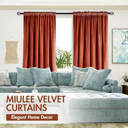 Fall Burnt Orange Blackout Velvet Curtains 90 Inch Long 52"x90" Soft (2 Count)