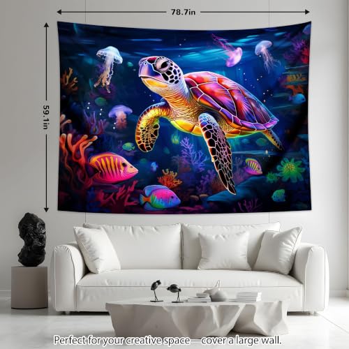 Blacklight Turtle Tapestry