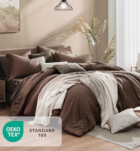 Queen Comforter Set 7 Pieces Chocolate Brown Bed in a Bag