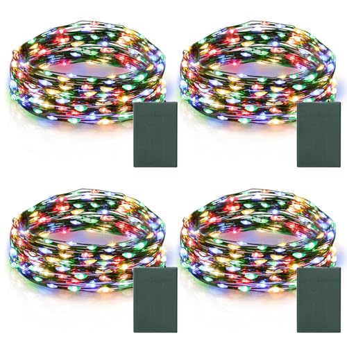 4 Pack Timer Christmas Fairy Lights Battery Operated 16.4FT 50 LED (200 Count)