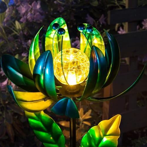 Solar Garden Lights Metal Flower Decor