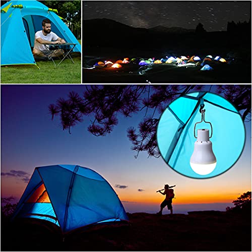 Solar Bulb Light 350LM Solar Powered Portable Camping Light Led Lantern Outdoor Lamp Hiking Fishing Tent Indoor Shed Chicken Coop Hurricane Emergency Chargeable (2 Count)