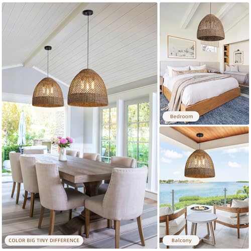19" Rattan Pendant Light