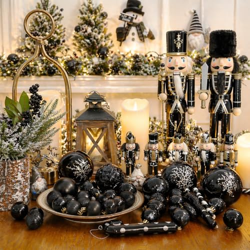 24ct Black Christmas Ball Ornaments for Tree Decorations (24 Count)