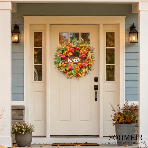 Fall Wreaths for Front Door 24 Inch Autumn Rustic Harvest Apple Wreath