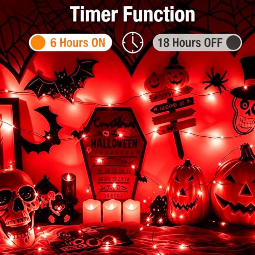 1 Pack Halloween Fairy Lights Battery Operated Timer