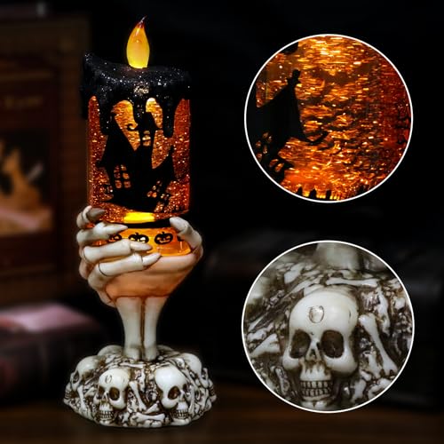 Bats Snow Globe Flameless Candle Battery Operated with Timer