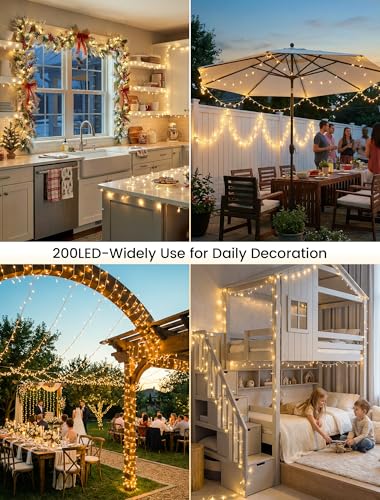 98FT 200 LED Warm White Christmas Fairy Twinkle String Lights Indoor (98 Foot)