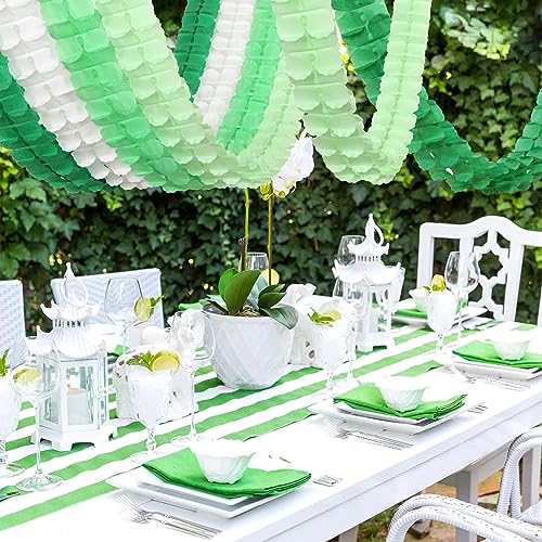 Green White Party Decorations Streamers Garland (12 Count)