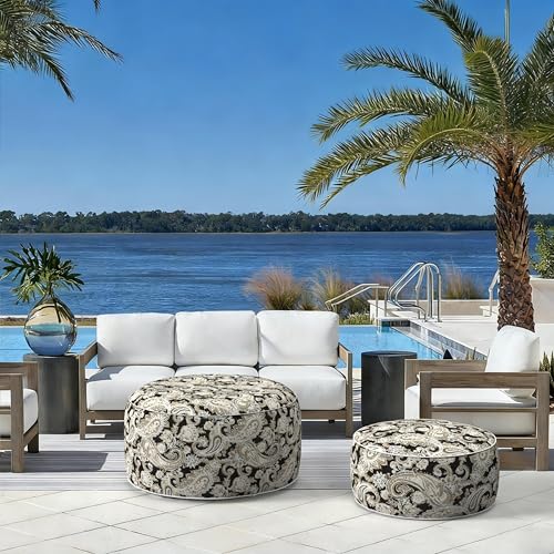 Indoor Outdoor Inflatable Ottoman with Handle D21 x H9 Inch