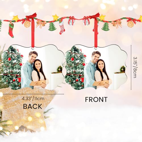 4 Pack Personalized Christmas Ornaments 2025 Wood Custom Photo Text Hanging Ornament for Christmas Tree Decorations (4 Count)