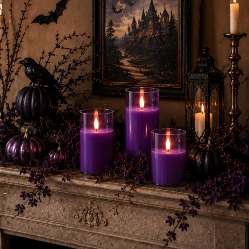 Purple Glass Flameless Candles