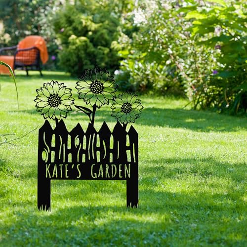 Custom Sunflower Metal Garden Sign with Stakes