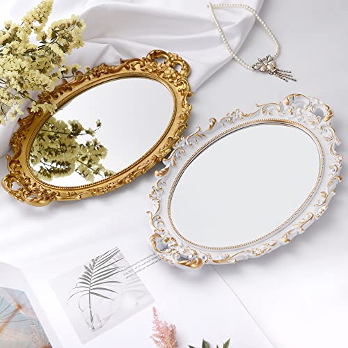 2 Pack Vintage Decorative Gold Framed Mirror (2 Count)