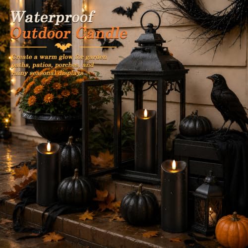 Halloween Black Waterproof LED Candles with Remote Timer