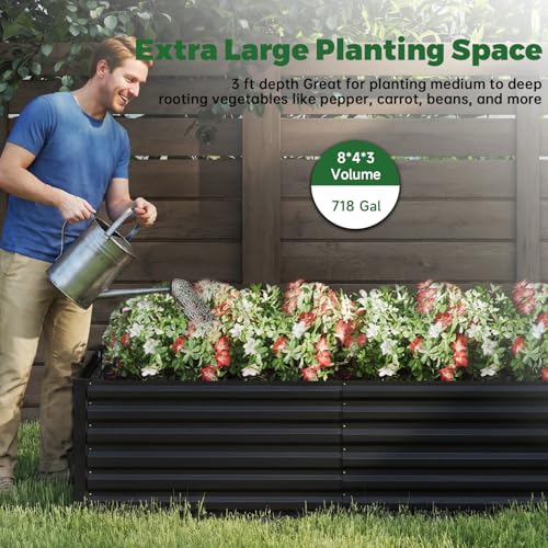 8x4x3ft Outdoor Metal Raised Garden Bed (2 Count)