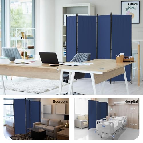 Partition Room Divider 4 Panel Portable Wall with 3 Wider Feet