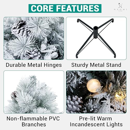 Darla 9ft Snow Flocked Prelit Christmas Tree with Star Projector