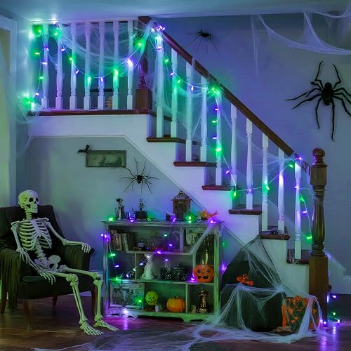 Connectable Purple and Green Halloween Lights Plug (33 Foot)