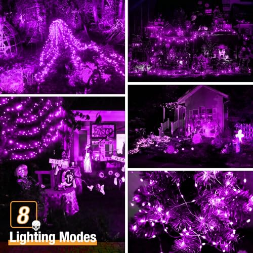 2 Pack Solar Halloween String Lights Outdoor Purple