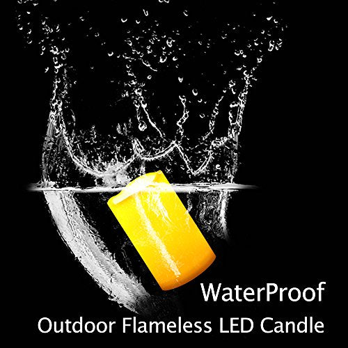 Outdoor Battery Operated Flameless LED Pillar Candles w