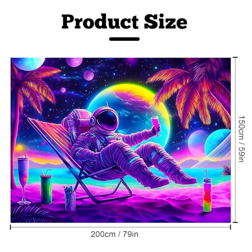 Astronaut Space Blacklight Tapestry 79"x59"