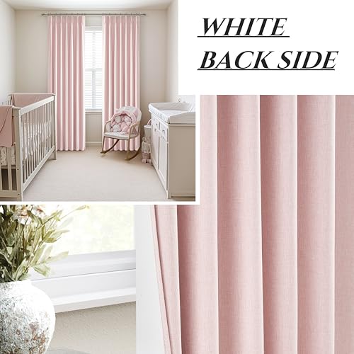 Baby Pink Black Out Curtains 96 Inch Long for Grils Bedroom 2 Panels Set