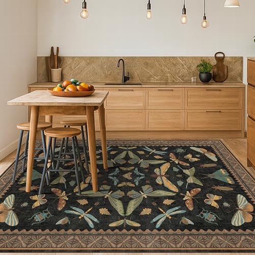 Washable 5x7 Black Rug for Living Room (35 Sq Ft)